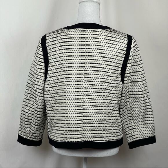 LOFT Black Cream Bold Print Career Office Jacket NWOT Size 14 - Picture 5 of 13
